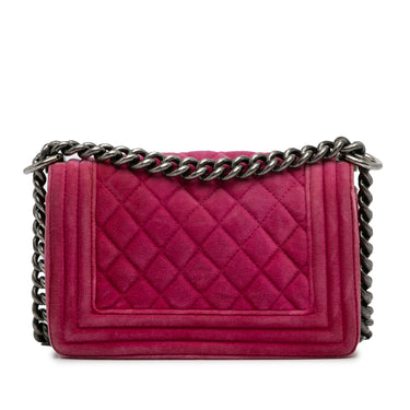 Pink Chanel Small Boy Velvet Flap Bag - Designer Revival