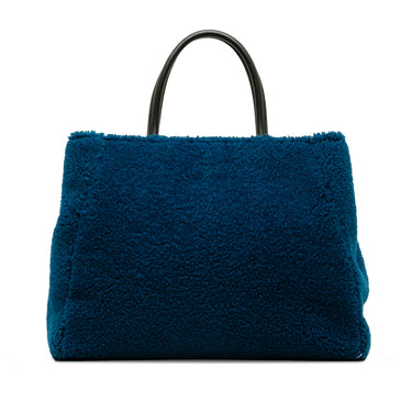 Blue Fendi Medium Shearling 2Jours Satchel - Designer Revival