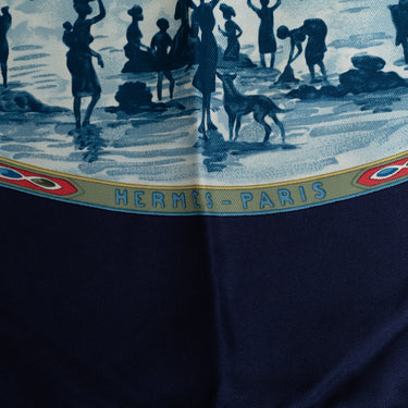 Blue Hermes Cavaliers Peuls Silk Scarf Scarves - Designer Revival