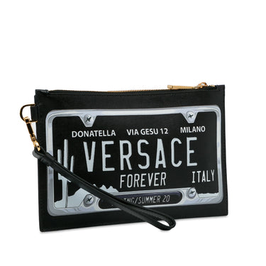 Black Versace License Plate Clutch - Designer Revival