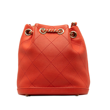 Red Chanel CC Quilted Lambskin Bucket