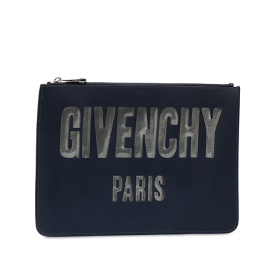 Blue Givenchy Leather Logo Clutch Bag
