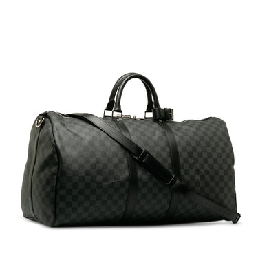 Gray Louis Vuitton Damier Graphite Keepall Bandouliere 55 Travel Bag - Designer Revival