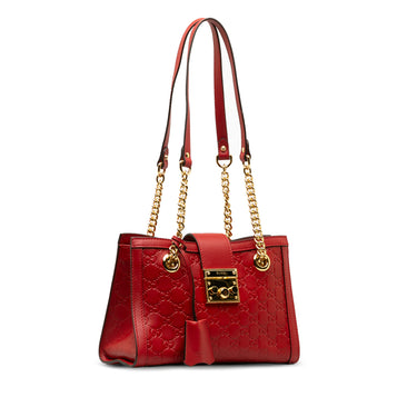 Red Gucci Guccissima Padlock Shoulder Bag - Designer Revival