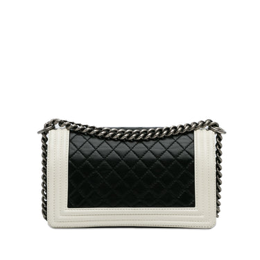 Black Chanel Medium Lambskin Boy Bicolor Flap Bag - Designer Revival