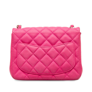 Pink Chanel Mini Square Caviar Single Flap Shoulder Bag