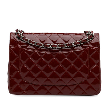 Red Chanel Jumbo Classic Patent Double Flap Shoulder Bag
