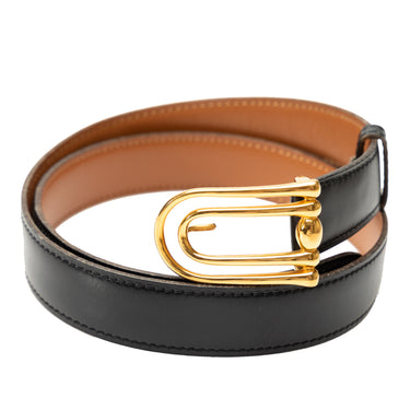 Black Hermès Leather Belt - Designer Revival