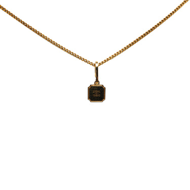 Gold Celine Triomphe Box Pendant Necklace - Designer Revival