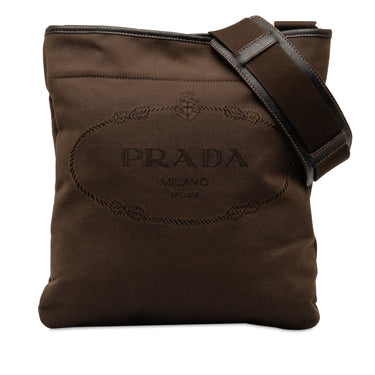 Brown Prada Canapa Logo Crossbody - Designer Revival