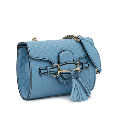 Blue Gucci Mini Microguccissima Emily Crossbody Bag - Designer Revival