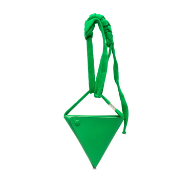Green Bottega Veneta Leather Triangle Pouch with Strap Clutch Bag - Designer Revival