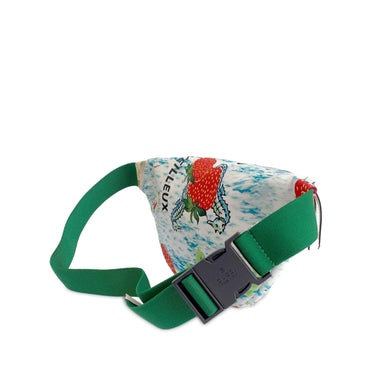 White Gucci Nylon Merveilleux Strawberry Print Belt Bag