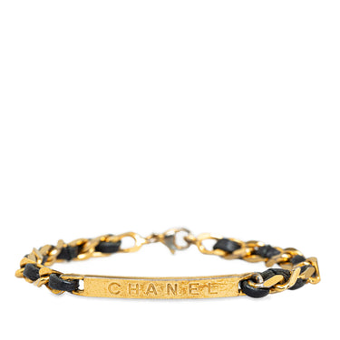 Gold Chanel Leather Woven Chain Bracelet - Designer Revival
