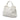 White Prada Vitello Daino Zip Top Convertible Tote Satchel