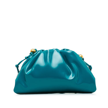 Blue Bottega Veneta Patent Mini Pouch Crossbody Bag - Designer Revival
