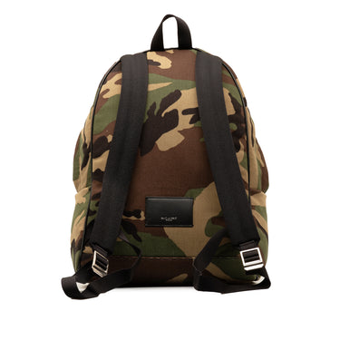 Green Saint Laurent Camouflage Studded Backpack - Designer Revival