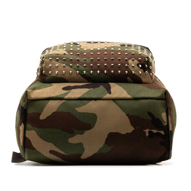 Green Saint Laurent Camouflage Studded Backpack