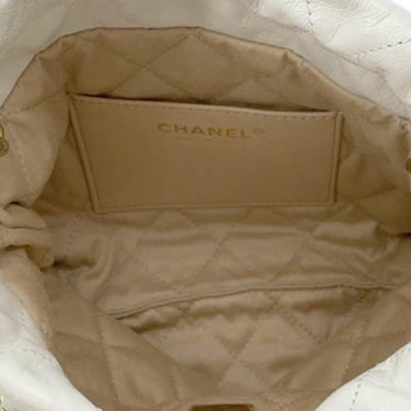 White Chanel Calfskin Mini 22 Satchel - Designer Revival