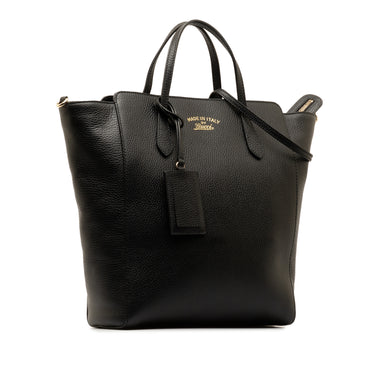 Black Gucci Leather Swing Convertible Tote Satchel