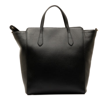 Black Gucci Leather Swing Convertible Tote Satchel - Designer Revival