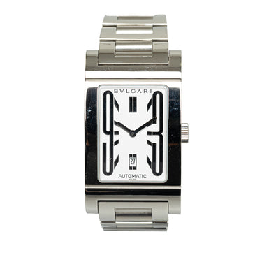 Silver Bvlgari Automatic Stainless Steel Rettangolo Watch - Designer Revival