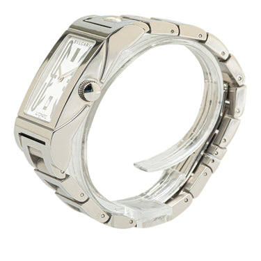 Silver Bvlgari Automatic Stainless Steel Rettangolo Watch - Designer Revival