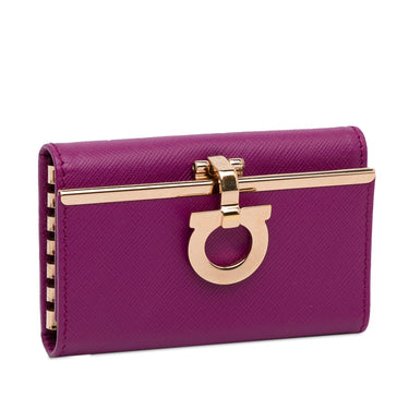 Purple Ferragamo Gancini Leather Key Case - Designer Revival