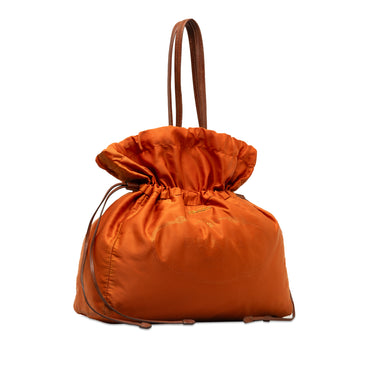 Orange Prada Tessuto Logo Drawstring Tote - Designer Revival