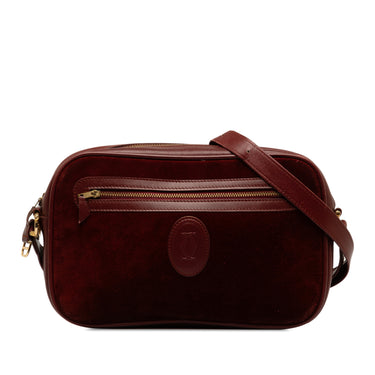 Red Cartier Suede Must de Cartier Crossbody Bag - Designer Revival