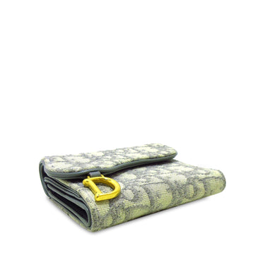 Gray Dior Oblique Saddle Compact Wallet