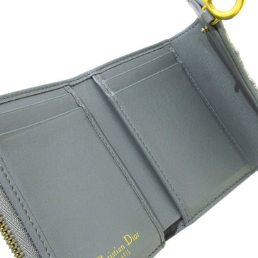 Gray Dior Oblique Saddle Compact Wallet - Designer Revival