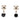 Black Chanel CC Brass Cube Rhinestone Drop Clip On Earrings