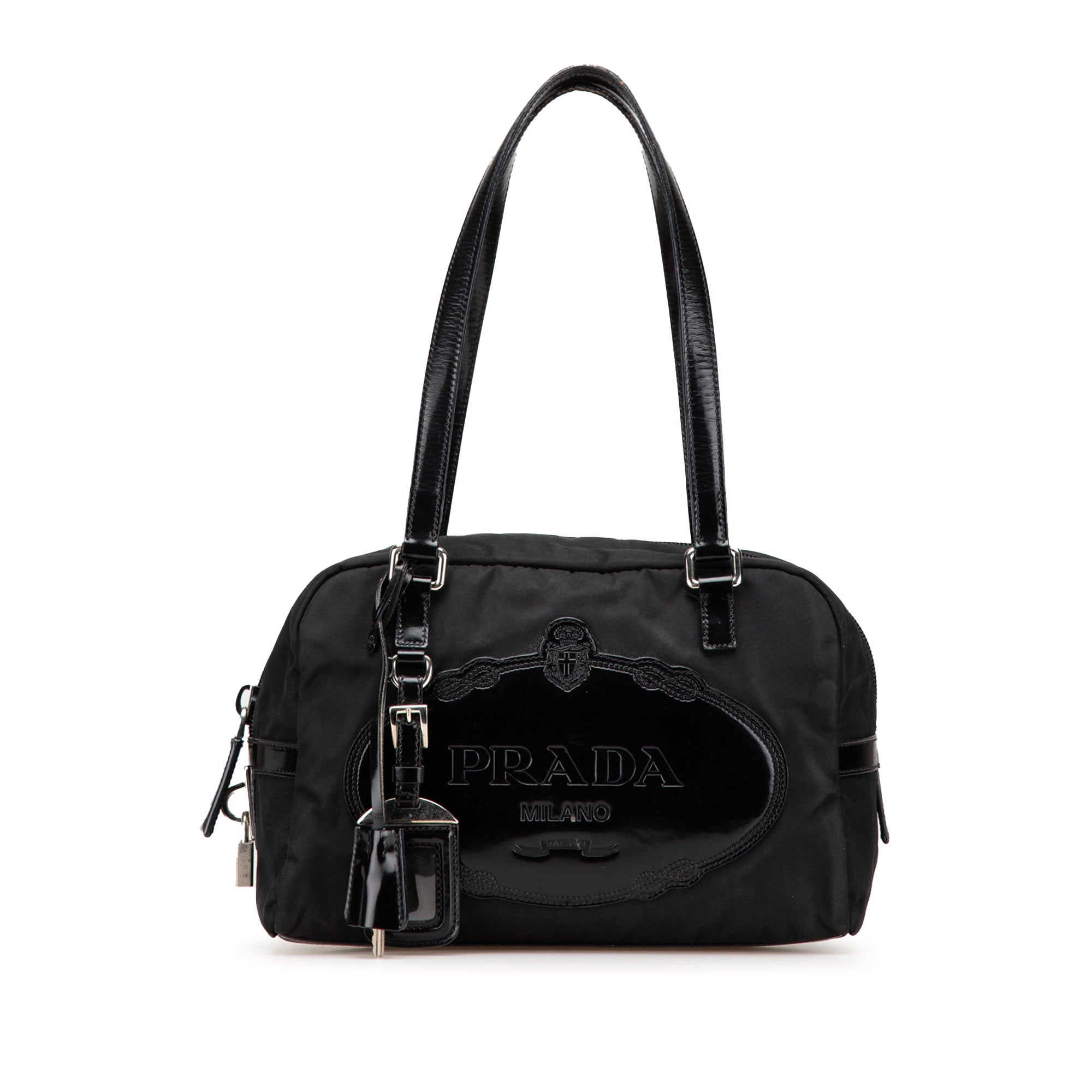 Black Prada Tessuto Logo Shoulder Bag | Designer Revival