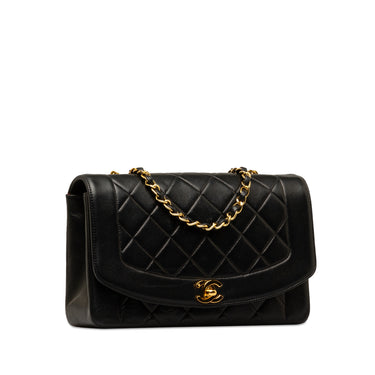 Black Chanel Medium Lambskin Diana Flap Crossbody Bag