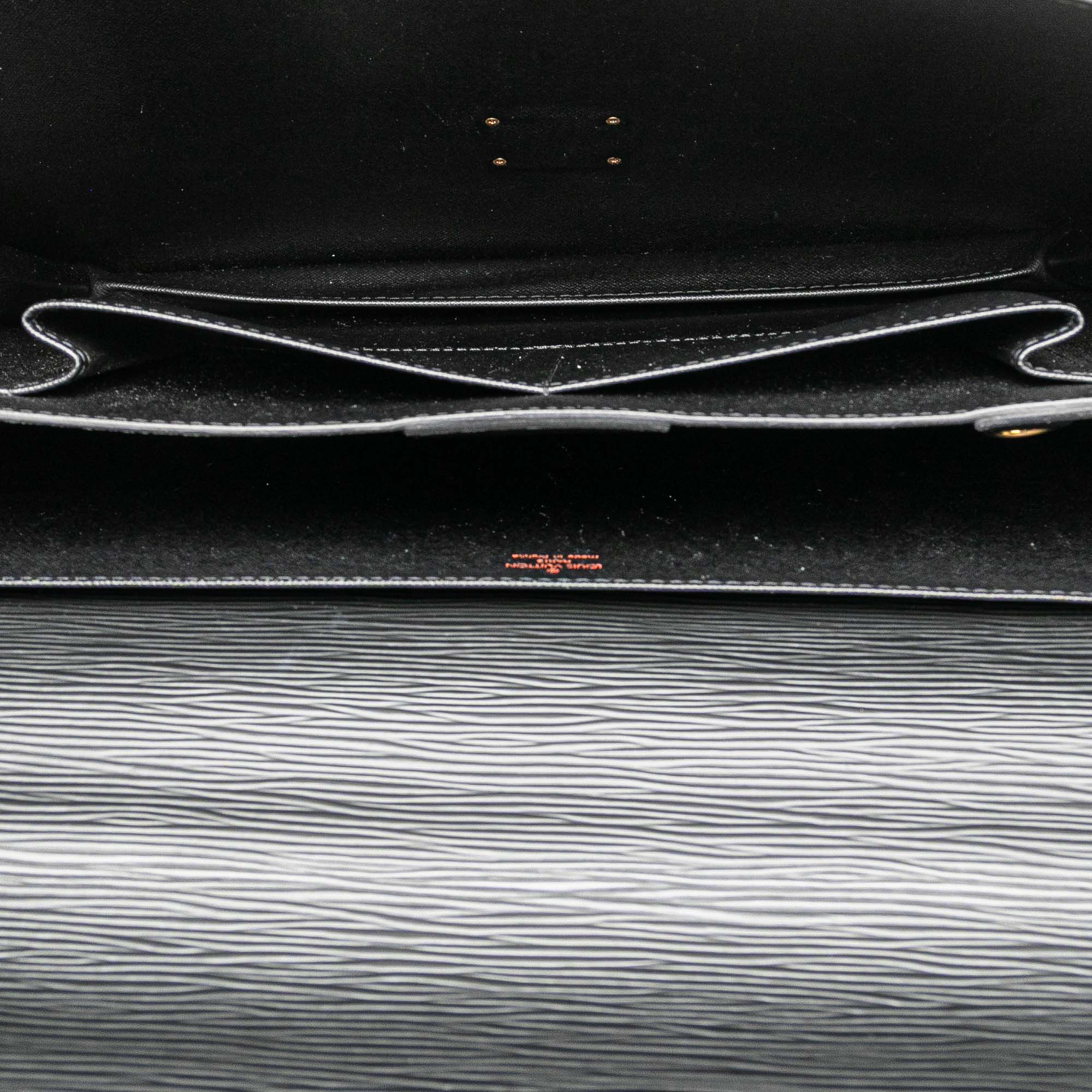美✨Louis Vuitton Épi serviette ビジネスバッグ 黒 Auth LOUIS VUITTON Serviette Ambassador Black Epi Leather