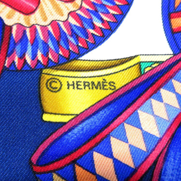 Blue Hermes Les Rubans du Cheval Silk Scarf Scarves - Designer Revival