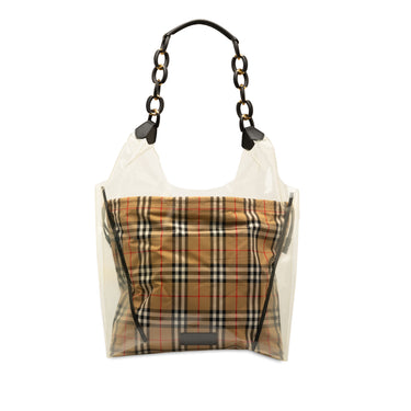 Brown Burberry Plastic and House Check Shopper Tote