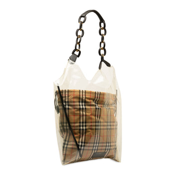 Brown Burberry Plastic and House Check Shopper Tote