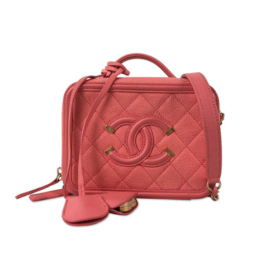 Pink Chanel Small Caviar CC Filigree Vanity Bag Satchel - Designer Revival