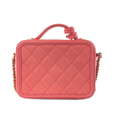 Pink Chanel Small Caviar CC Filigree Vanity Bag Satchel - Designer Revival