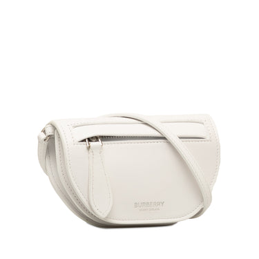 White Burberry Mini Leather Olympia Crossbody Bag - Designer Revival