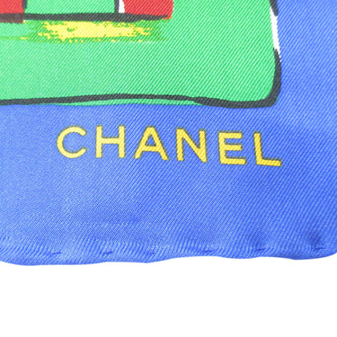 Blue Chanel Floral Printed Silk Scarf Scarves