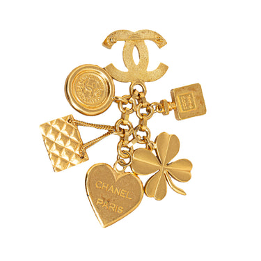 Gold Chanel Icon Charms Pin Brooch - Designer Revival