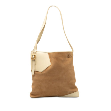 Brown LOEWE Suede Anagram Shoulder Bag - Designer Revival