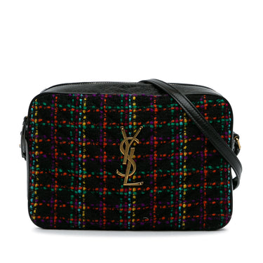 Black Saint Laurent Tweed Lou Crossbody Bag - Designer Revival