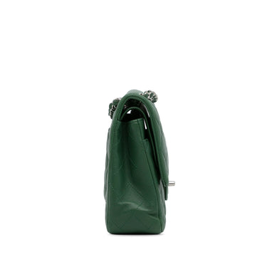 Green Chanel Medium Classic Lambskin Double Flap Shoulder Bag