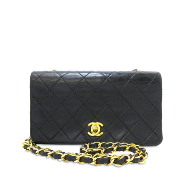 Black Chanel Mini CC Quilted Lambskin Full Flap Crossbody Bag