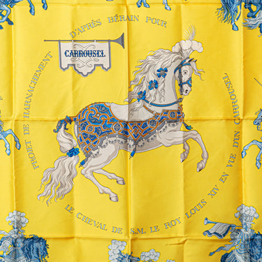 Yellow Hermès Carrousel Silk Scarf Scarves