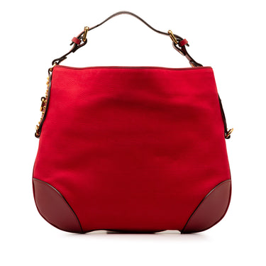 Red Gucci Studded Leather Satchel - Designer Revival